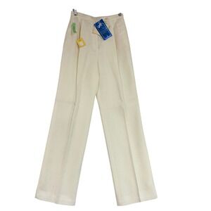 Vintage JH Collectibles Trevira Blend Pleated Trousers Ivory White Size 8 NWT